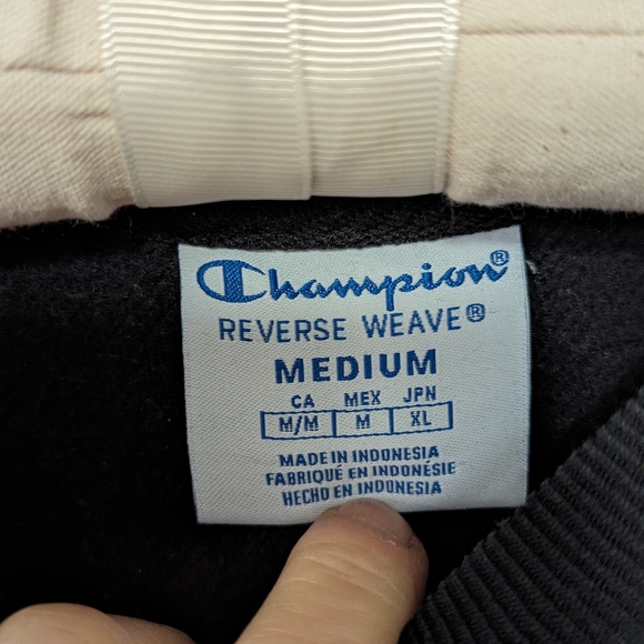 Champion Sweatshirt Men's Size Medium Crew Black White All Over Logo - Picture 7 of 8